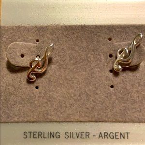 Sterling silver Treble Clef Stud Earrings